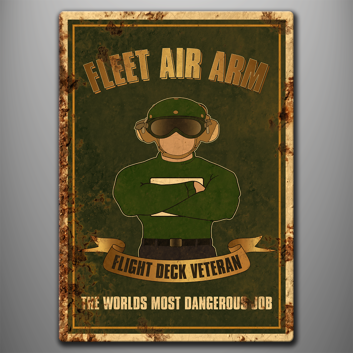 Flight Deck Veteran – Greenie vintage aluminium sign