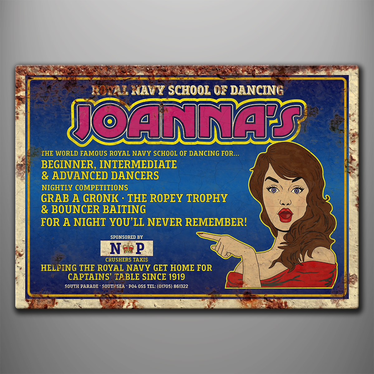Joannas vintage aluminium sign