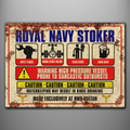 Royal Navy Stoker Warning vintage aluminium sign