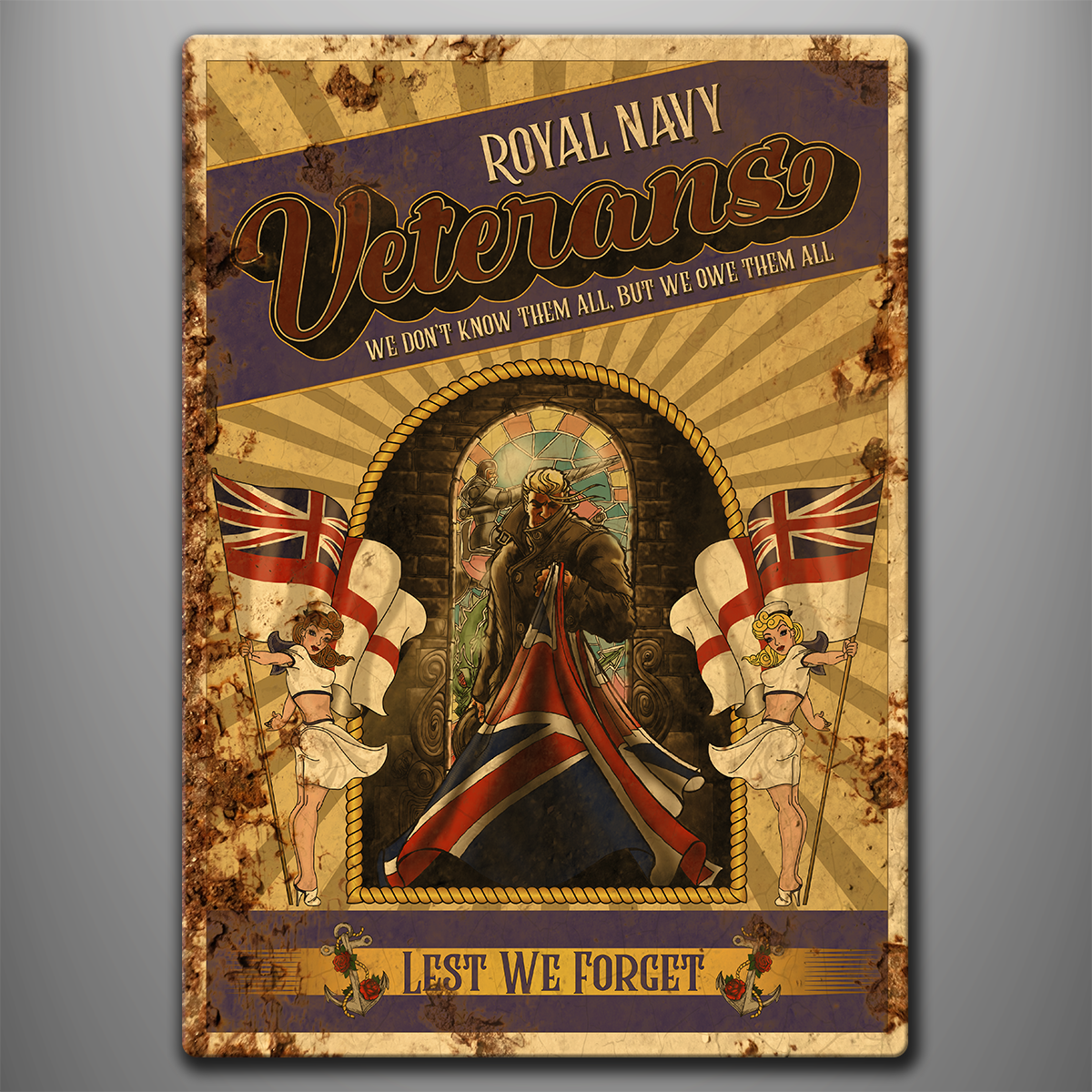 Veterans Remembrance vintage aluminium sign
