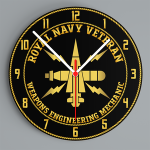 Royal Navy Veteran 'Weapons Engineering Mechanic' Glass Hanging Photo Clock