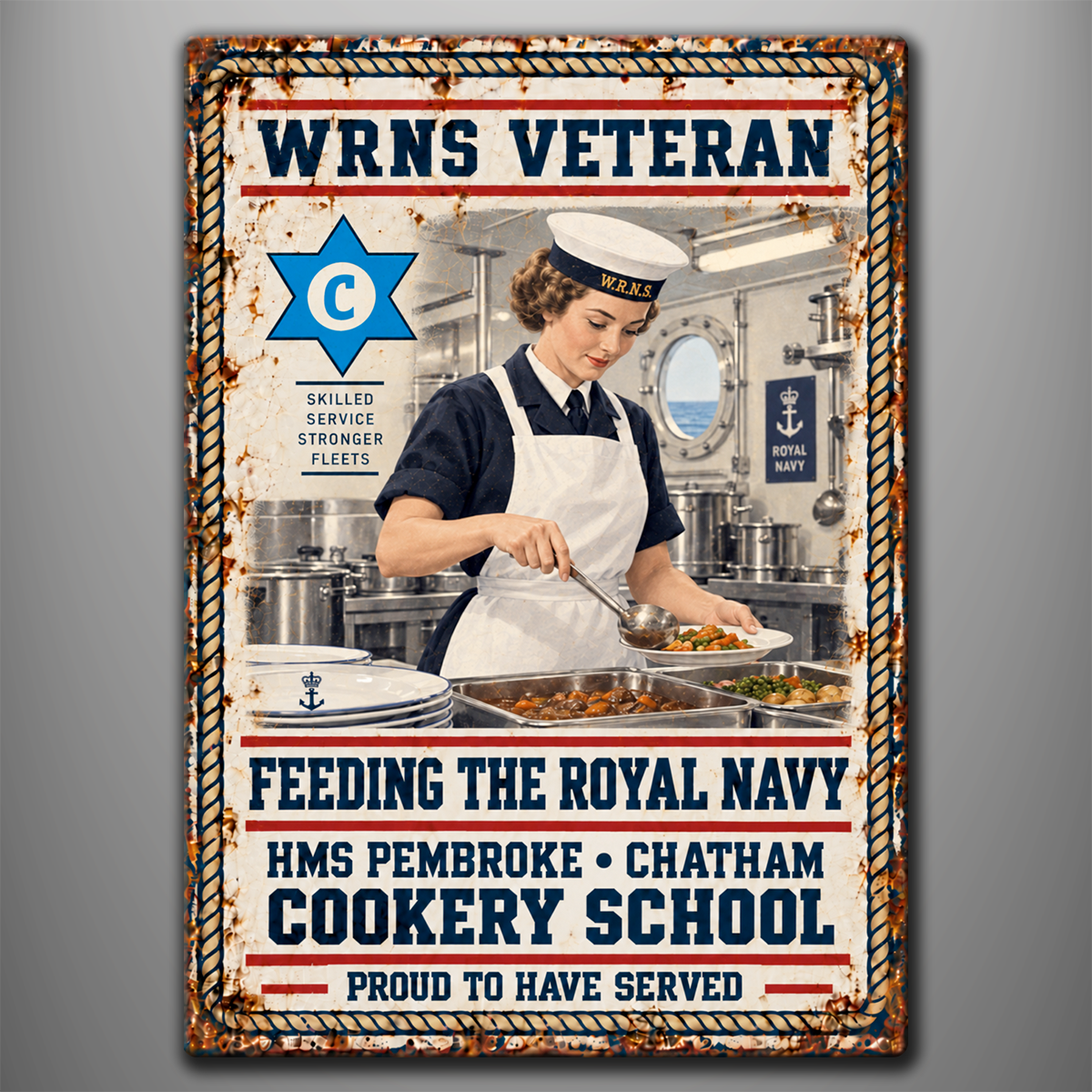 Vintage Style Aluminium Sign 'WRNS Cook'
