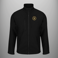 Royal Navy Veteran 'Weapons Engineering Mechanic-Radio' soft shell jacket in black — front view