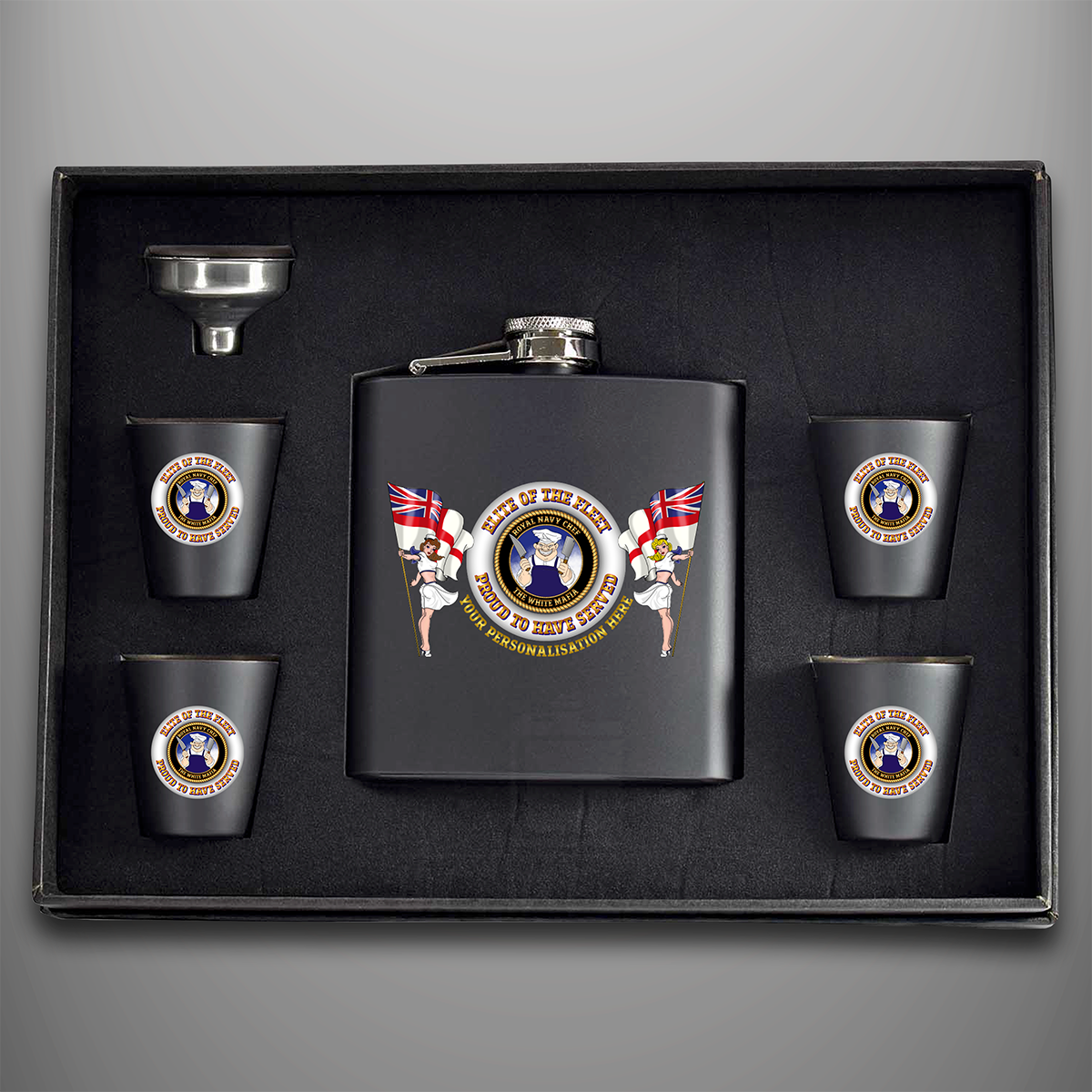 Elite of the Fleet 'White Mafia' Hip Flask - Personalised