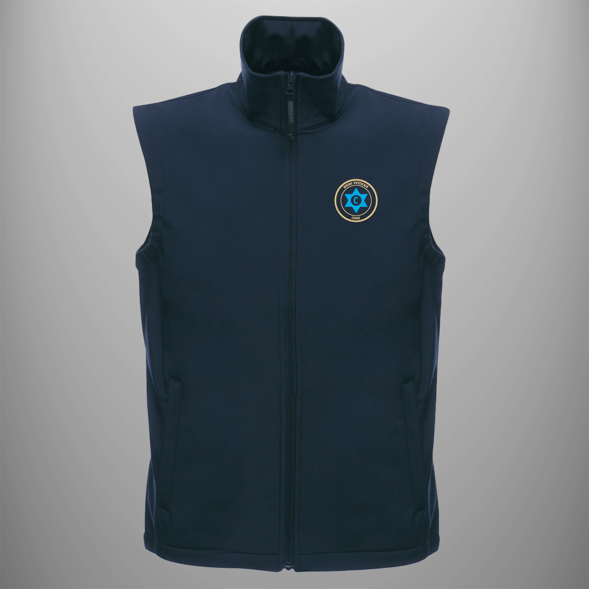 Women's Royal Naval Service 'Cook' Veteran soft shell body warmer in navy blue — front view
