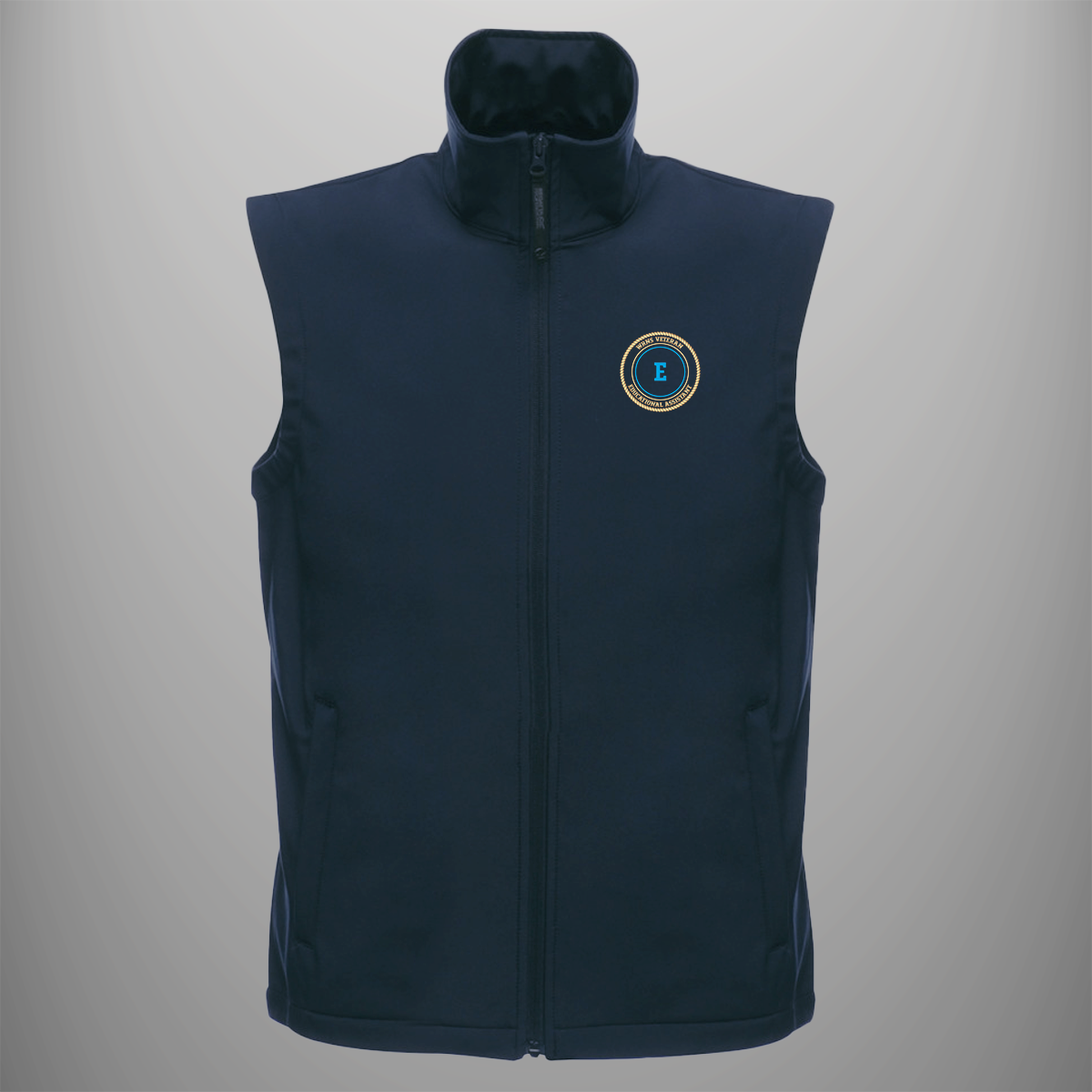 Women's Royal Naval Service 'Educational Assistant' Veteran soft shell body warmer in navy blue — front view