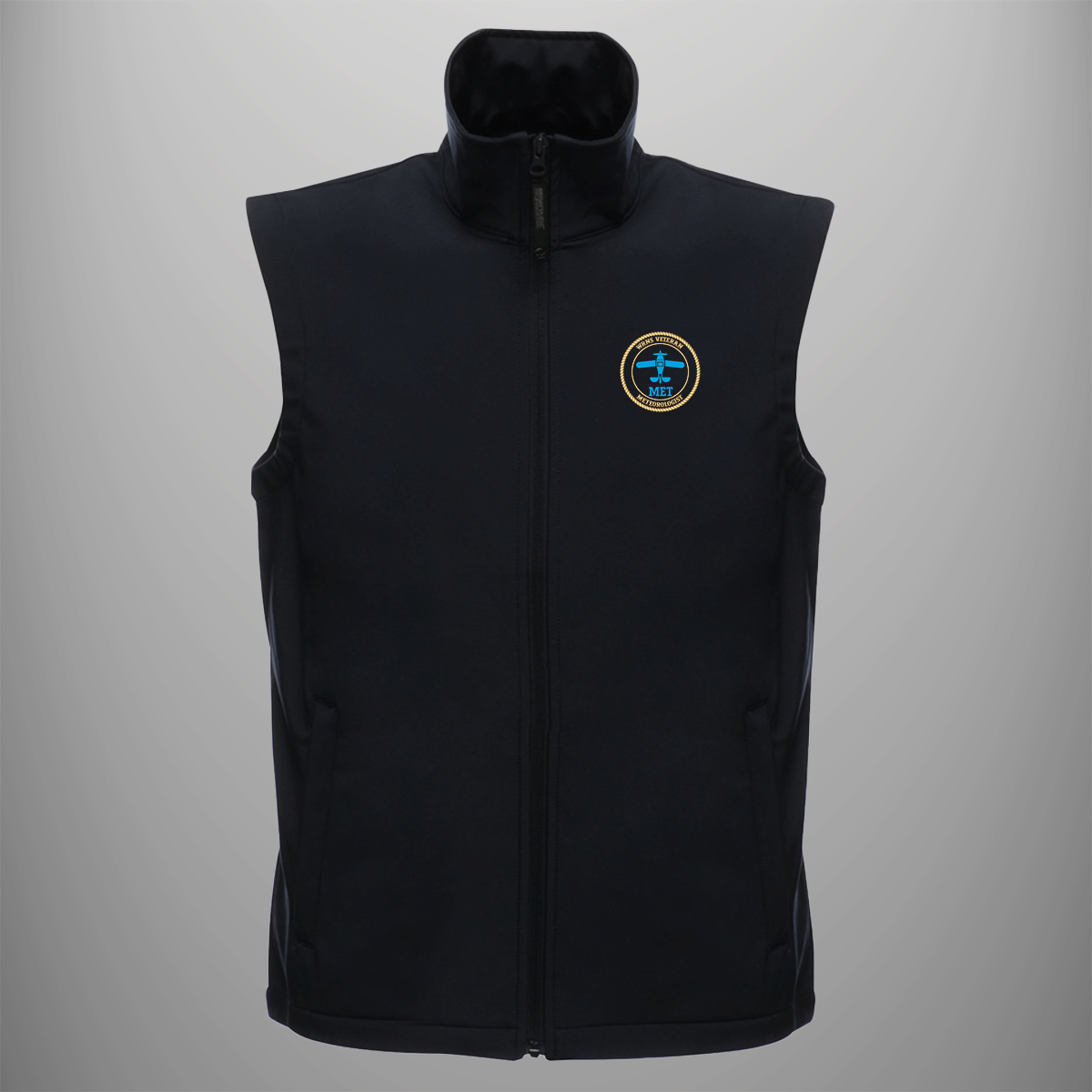 Women's Royal Naval Service 'FAA - Meteorologist' Veteran soft shell body warmer in black — front view