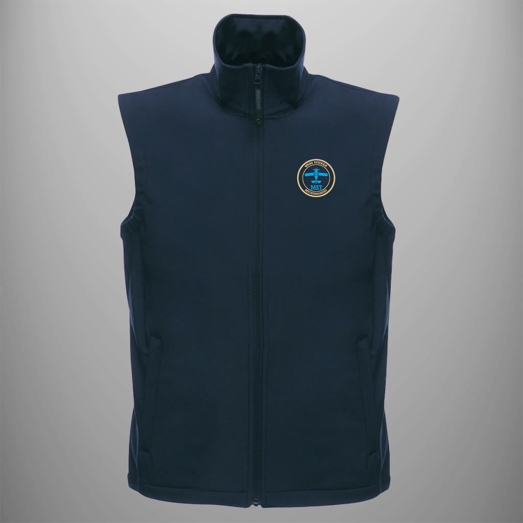 Women's Royal Naval Service 'FAA - Meteorologist' Veteran soft shell body warmer in navy blue — front view