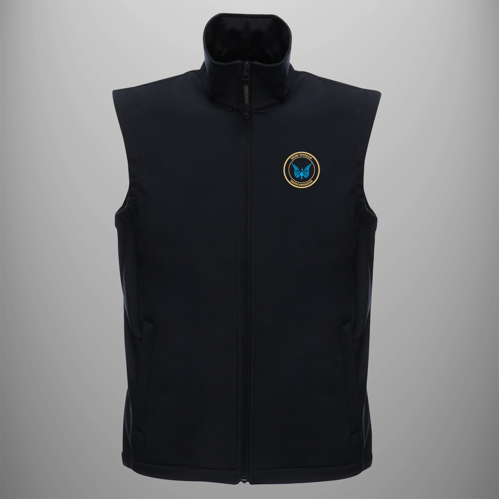 Women's Royal Naval Service 'Radio Operator' Veteran soft shell body warmer in black — front view