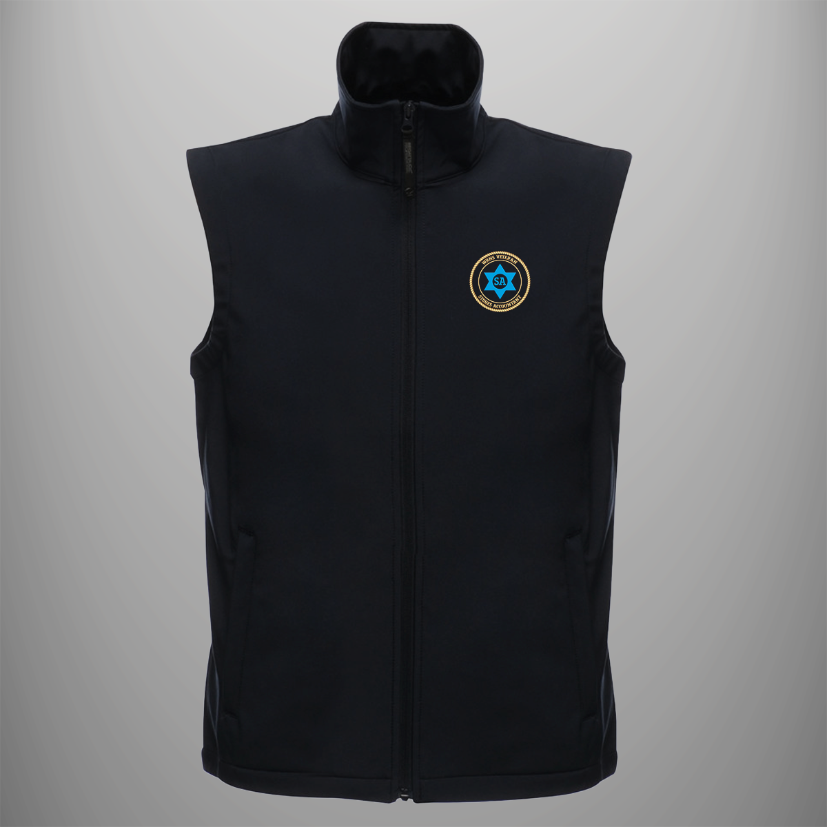Women's Royal Naval Service 'Stores Accountant' Veteran soft shell body warmer in black — front view