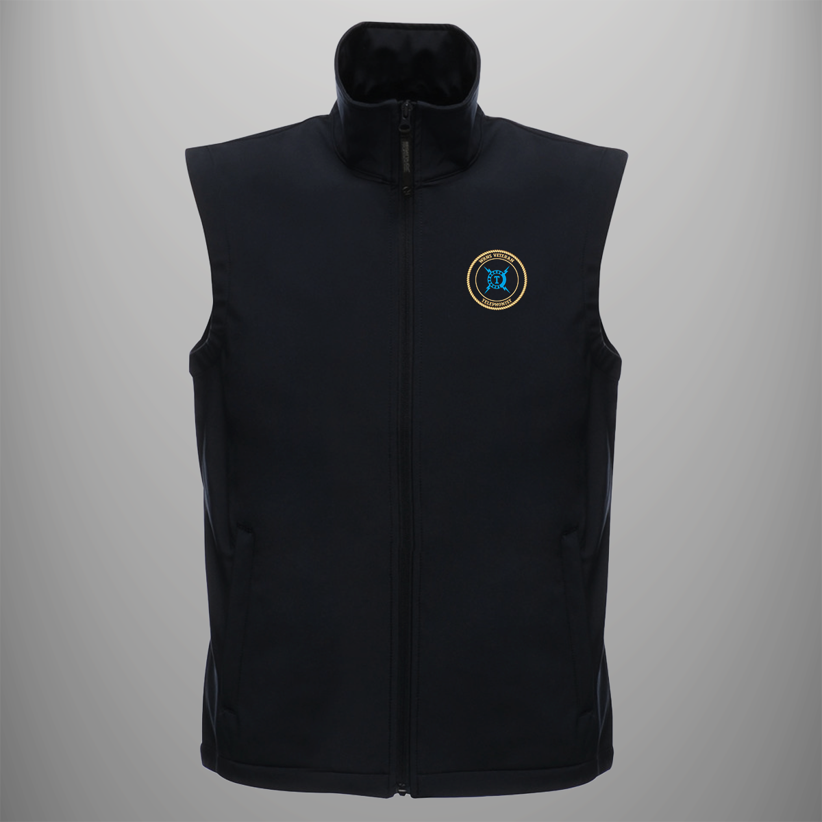 Women's Royal Naval Service 'Telephonist' Veteran soft shell body warmer in black — front view