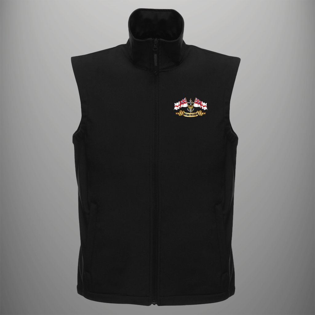 Wrens Veteran 'Ensigns' soft shell body warmer in black — front view