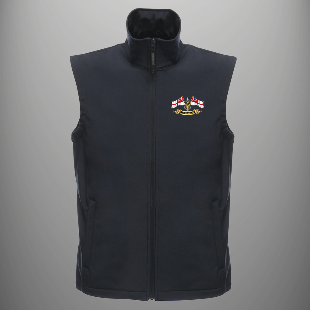 Wrens Veteran 'Ensigns' soft shell body warmer in navy blue — front view