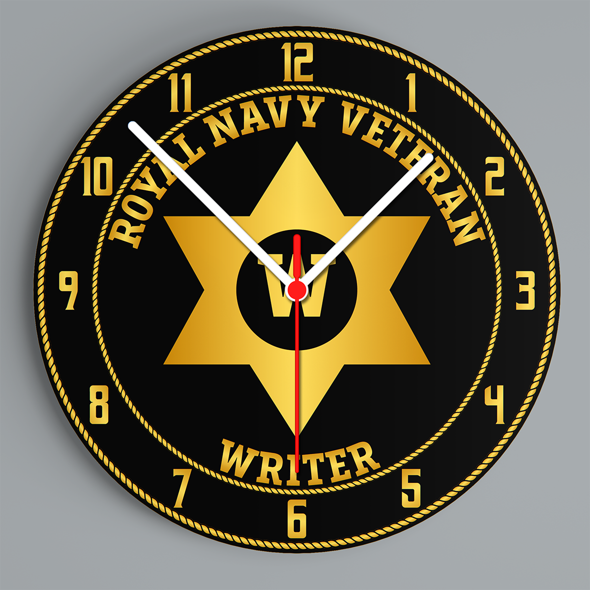 Royal Navy Veteran 'Writer' Glass Hanging Photo Clock