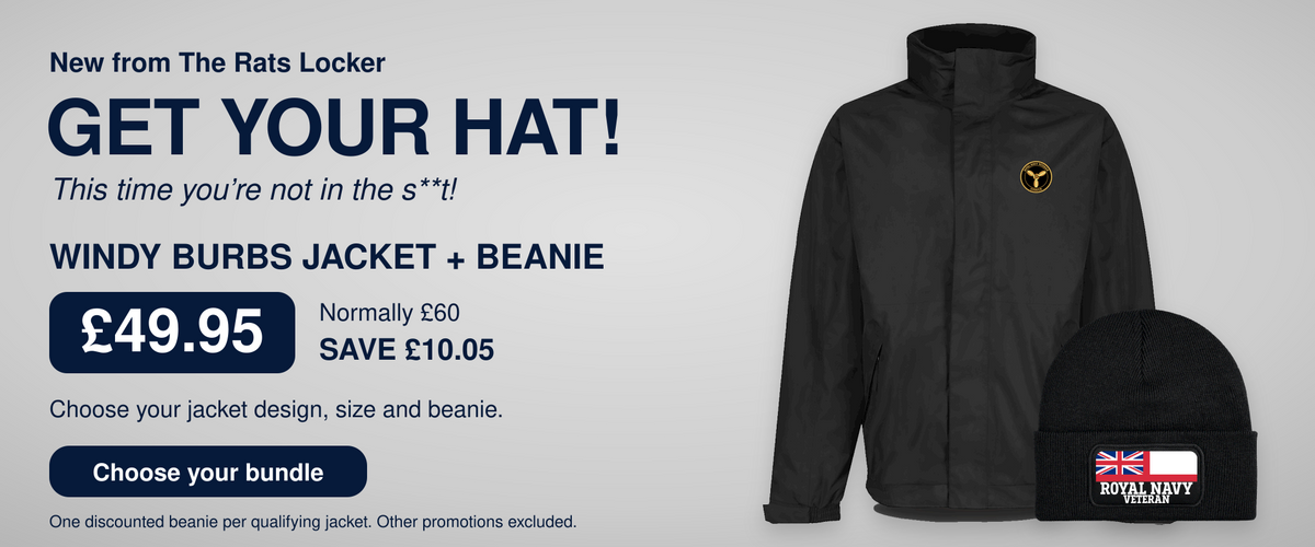 GET YOUR HAT! Windy Burbs jacket and your choice of beanie £49.95, normally £60. Save £10.05. This time you’re not in the s**t!