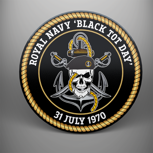 'Black Tot Day', frosted tempered glass single coaster