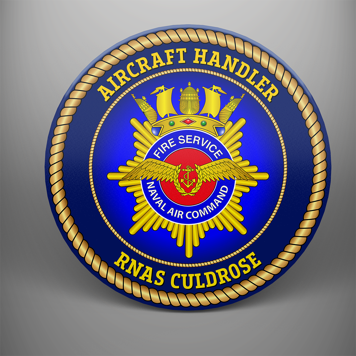 Aircraft Handler 'Naval Air Command Fire Service' — RNAS Culdrose, frosted tempered glass single coaster