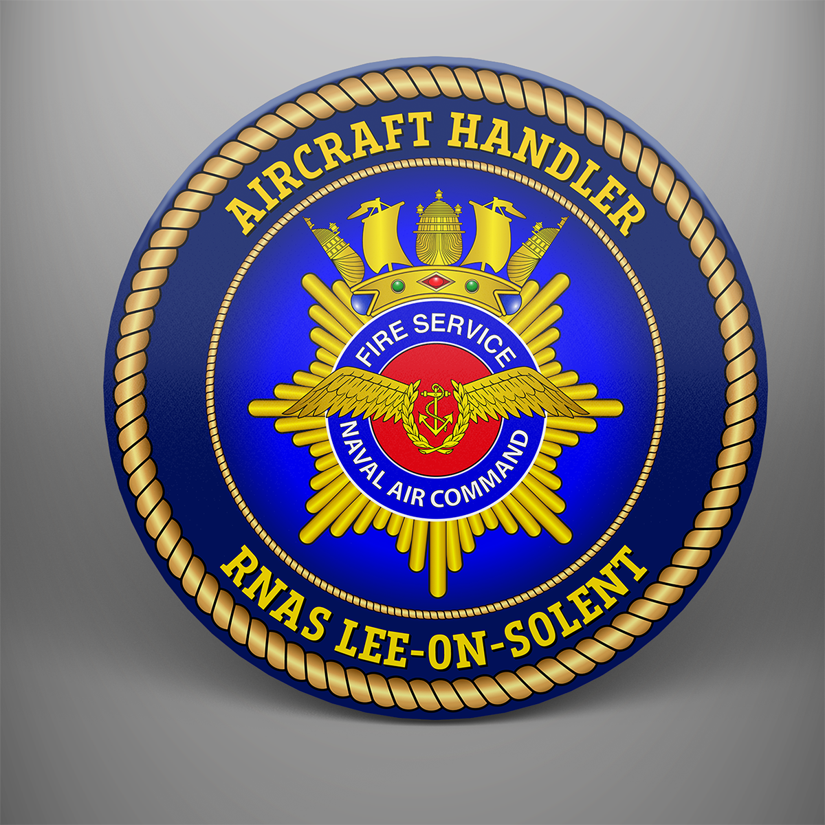 Aircraft Handler 'Naval Air Command Fire Service' — RNAS Lee on Solent, frosted tempered glass single coaster