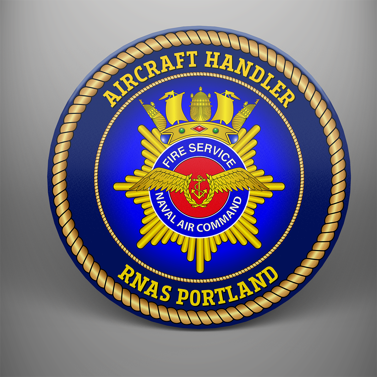 Aircraft Handler 'Naval Air Command Fire Service' — RNAS Portland, frosted tempered glass single coaster