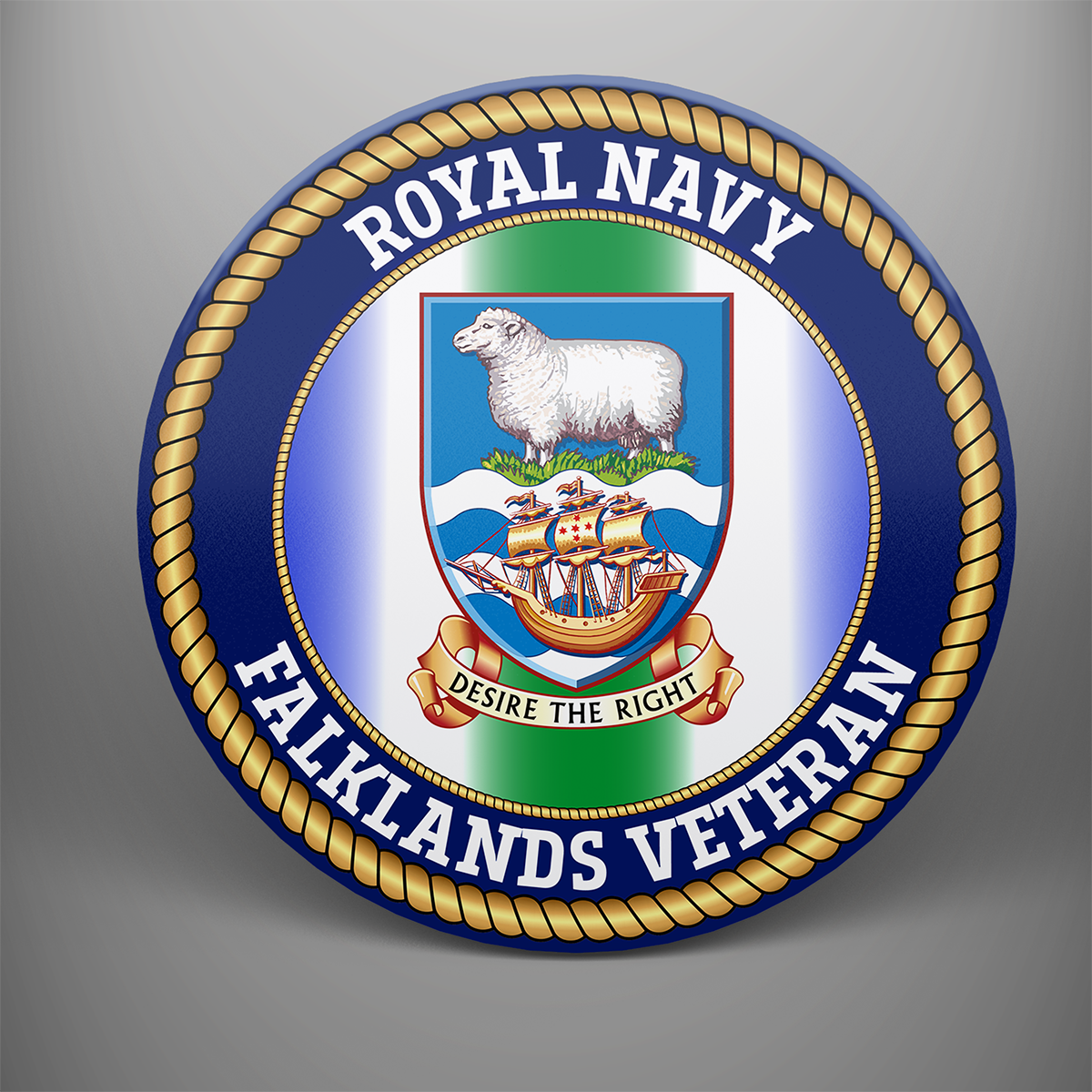Falklands Veteran, frosted tempered glass single coaster