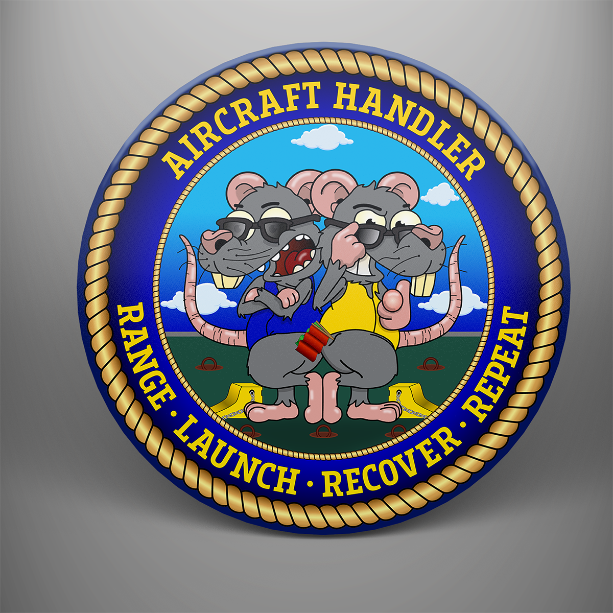Aircraft Handler 'Range, Launch, Recover, Repeat', frosted tempered glass single coaster