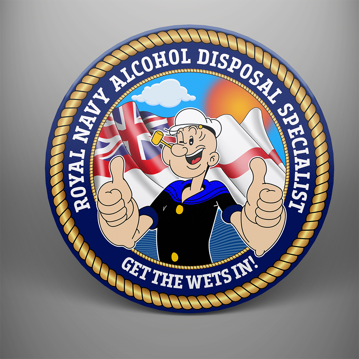 Royal Navy Alcohol Disposal Specialist 'Get The Wets In', frosted tempered glass single coaster