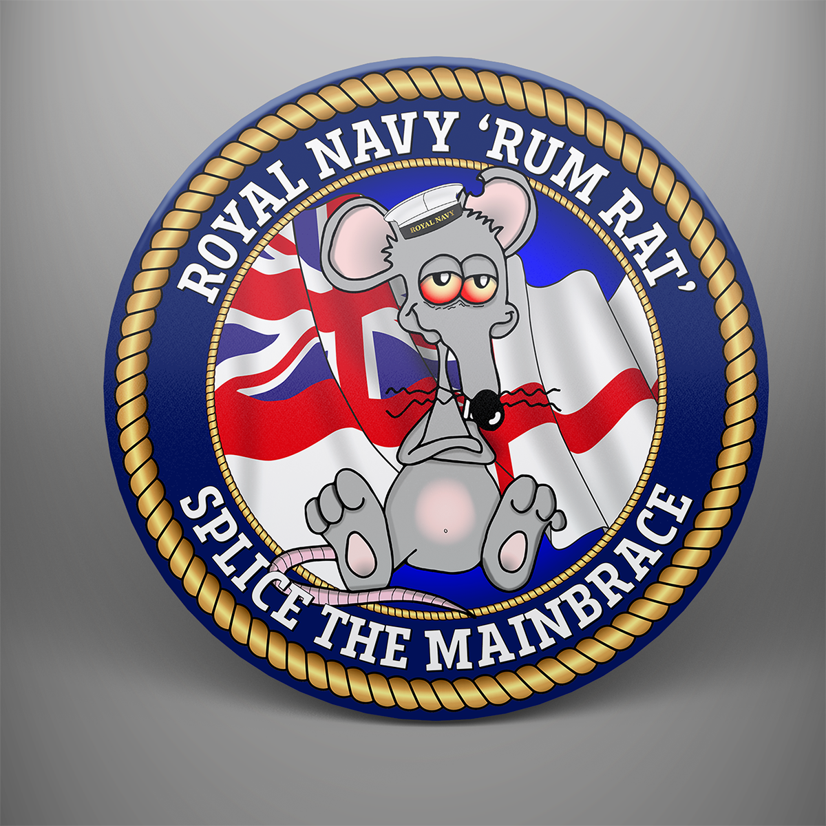 Royal Navy 'Rum Rat - Splice The Mainbrace', frosted tempered glass single coaster