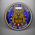Royal Navy Veteran 'All Bite - No Bark', frosted tempered glass single coaster