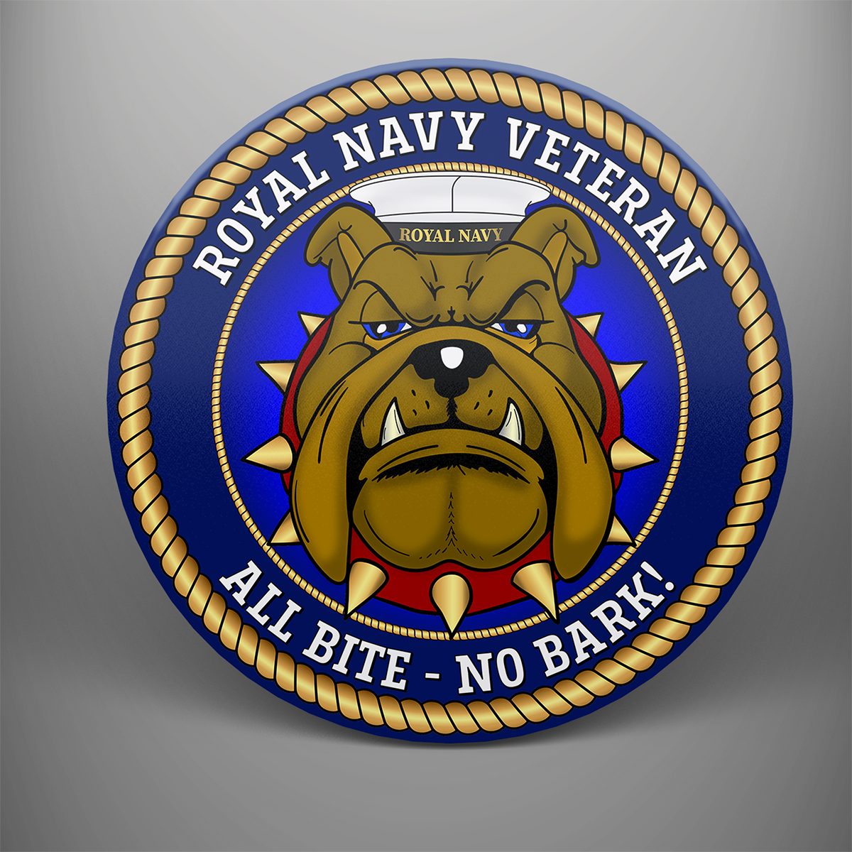 Royal Navy Veteran 'All Bite - No Bark', frosted tempered glass single coaster