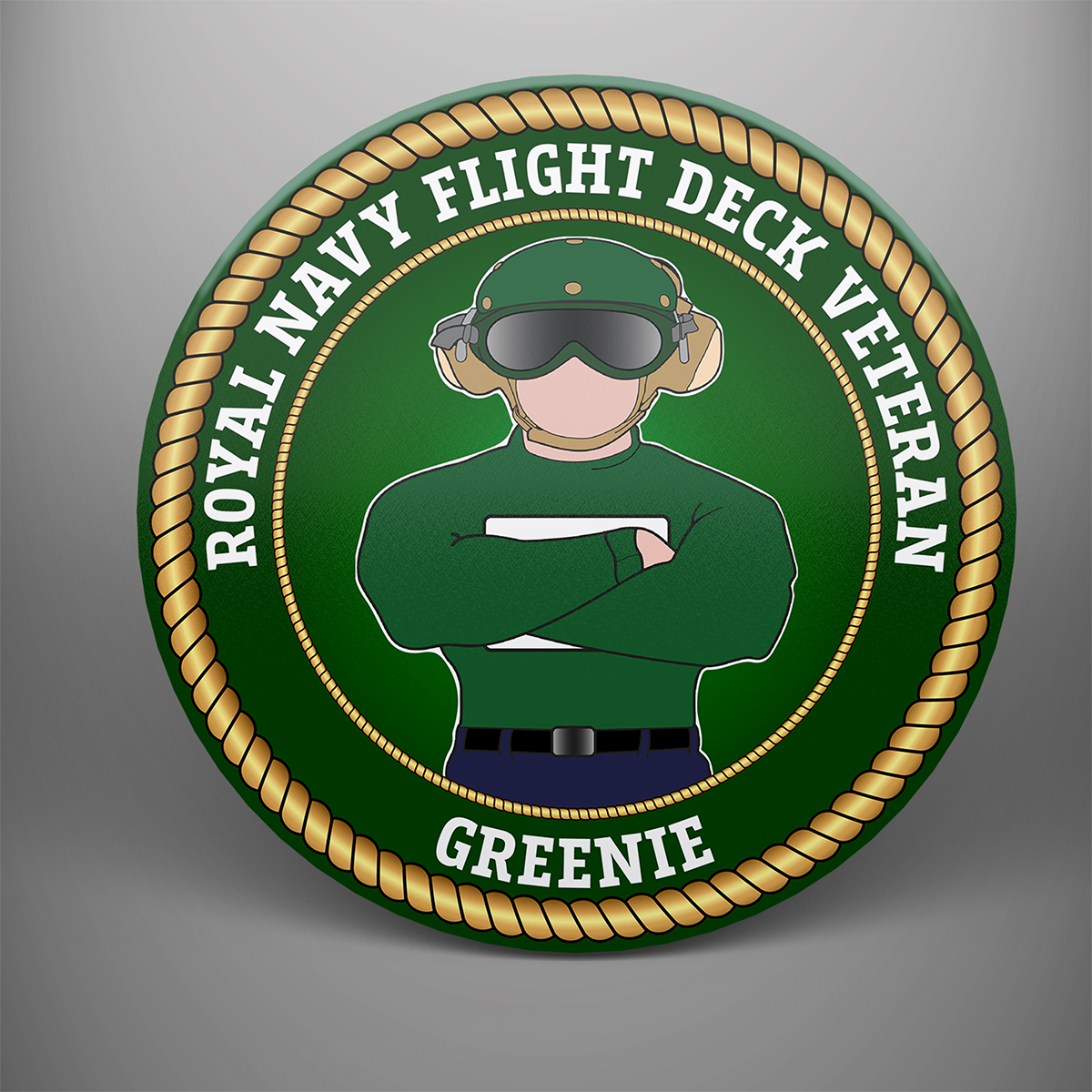 Royal Navy Flight Deck Veteran 'Greenie', frosted tempered glass single coaster