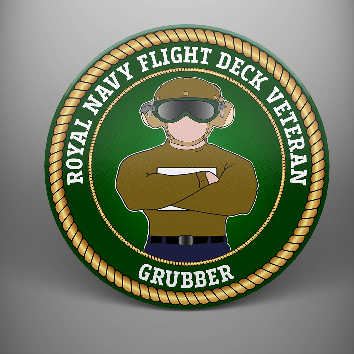 Royal Navy Flight Deck Veteran 'Grubber', frosted tempered glass single coaster