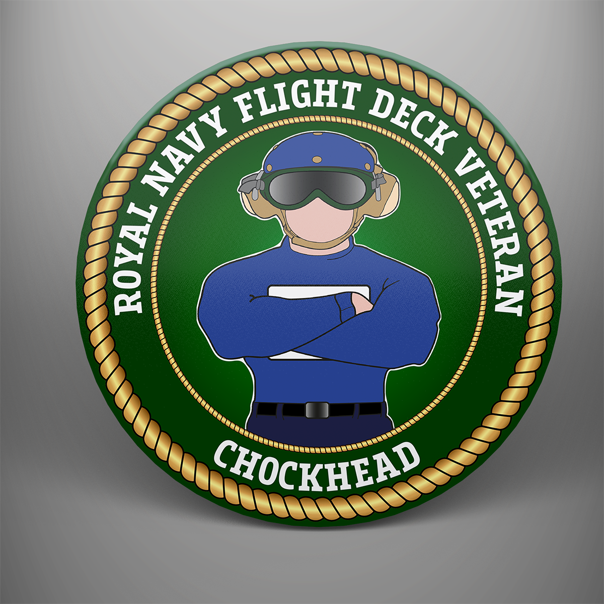 Royal Navy Flight Deck Veteran 'Chockhead' — Blue, frosted tempered glass single coaster