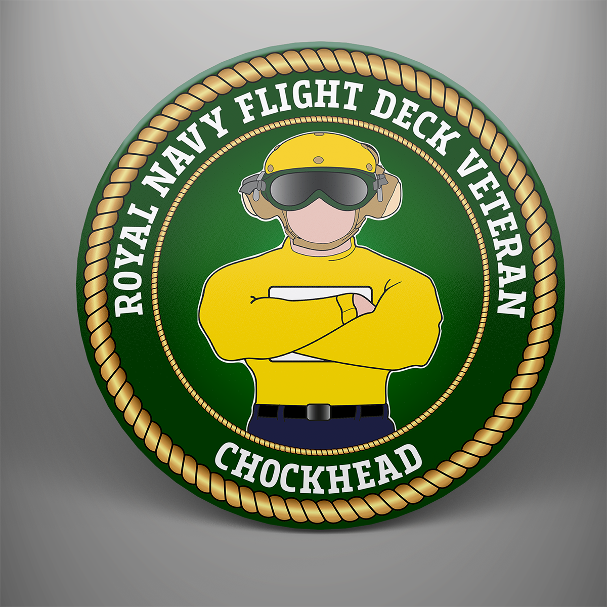 Royal Navy Flight Deck Veteran 'Chockhead' — Yellow, frosted tempered glass single coaster