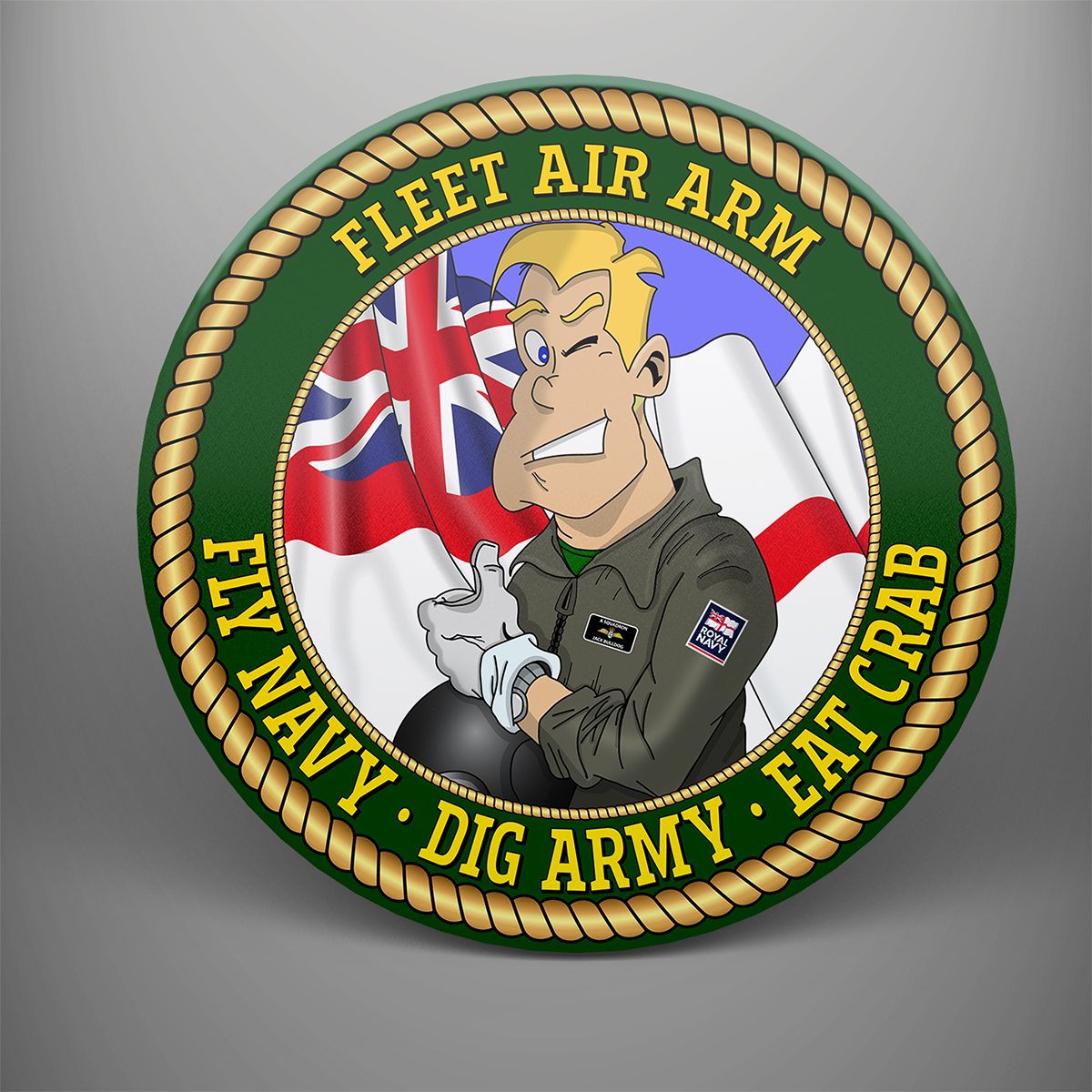 Fleet Air Arm 'Fly Navy, Dig Army, Eat Crab', frosted tempered glass single coaster