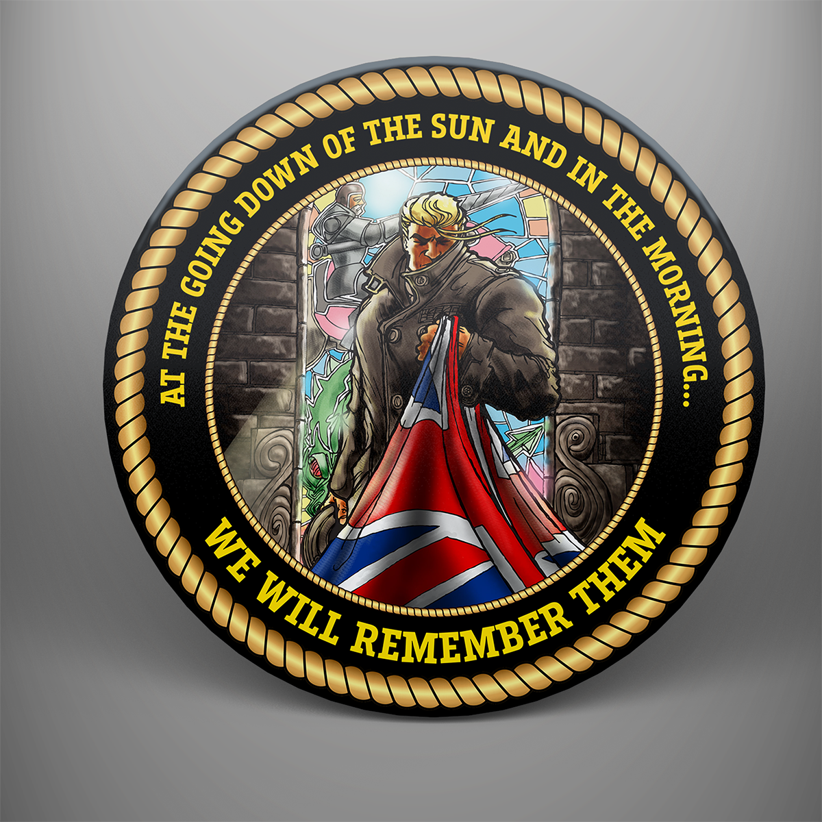 Remembrance 'We Will Remember Them', frosted tempered glass single coaster