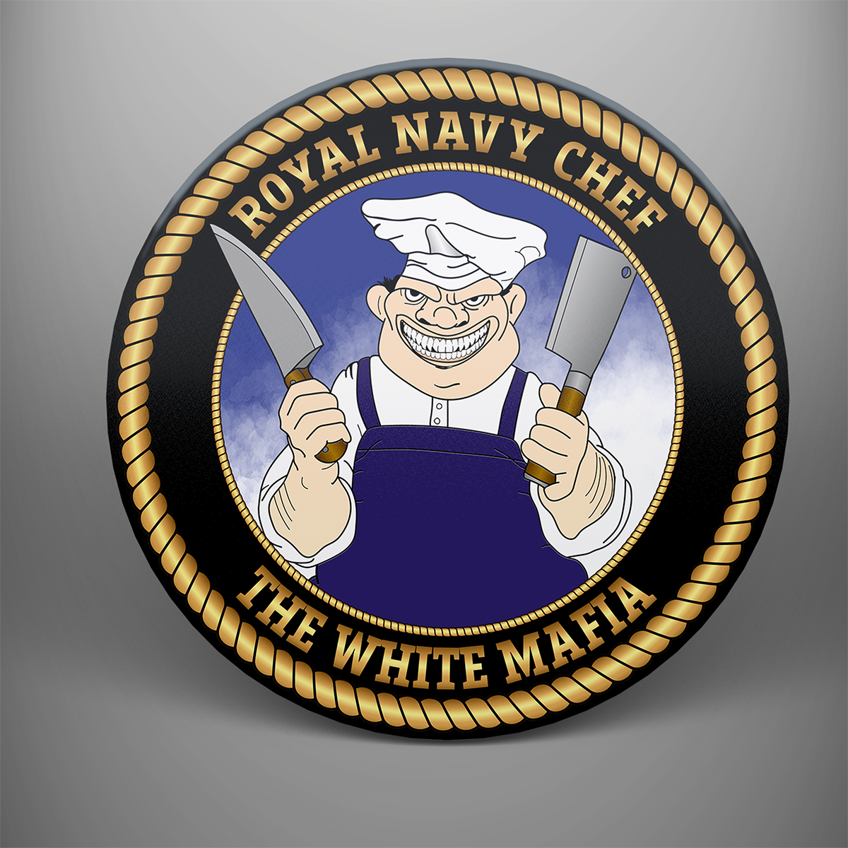 Royal Navy Chefs 'White Mafia', frosted tempered glass single coaster