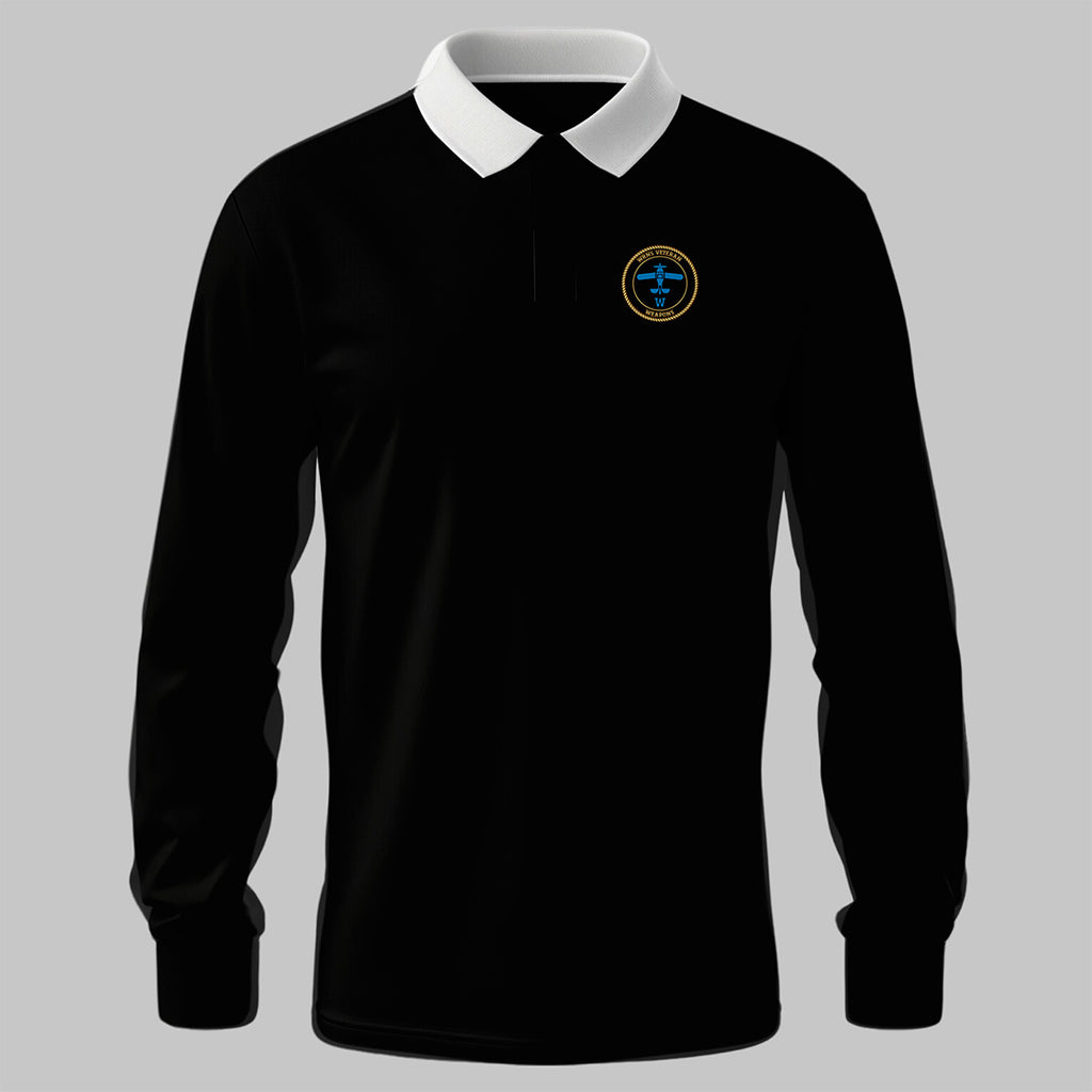 WRNS FAA - Weapons Branch Badge rugby shirt in black — front view