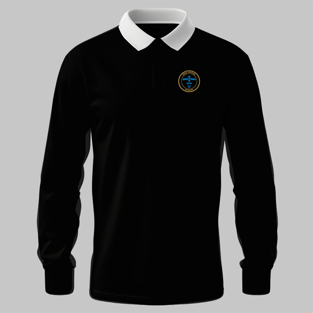 WRNS FAA - Weapons Branch Badge rugby shirt in black — front view