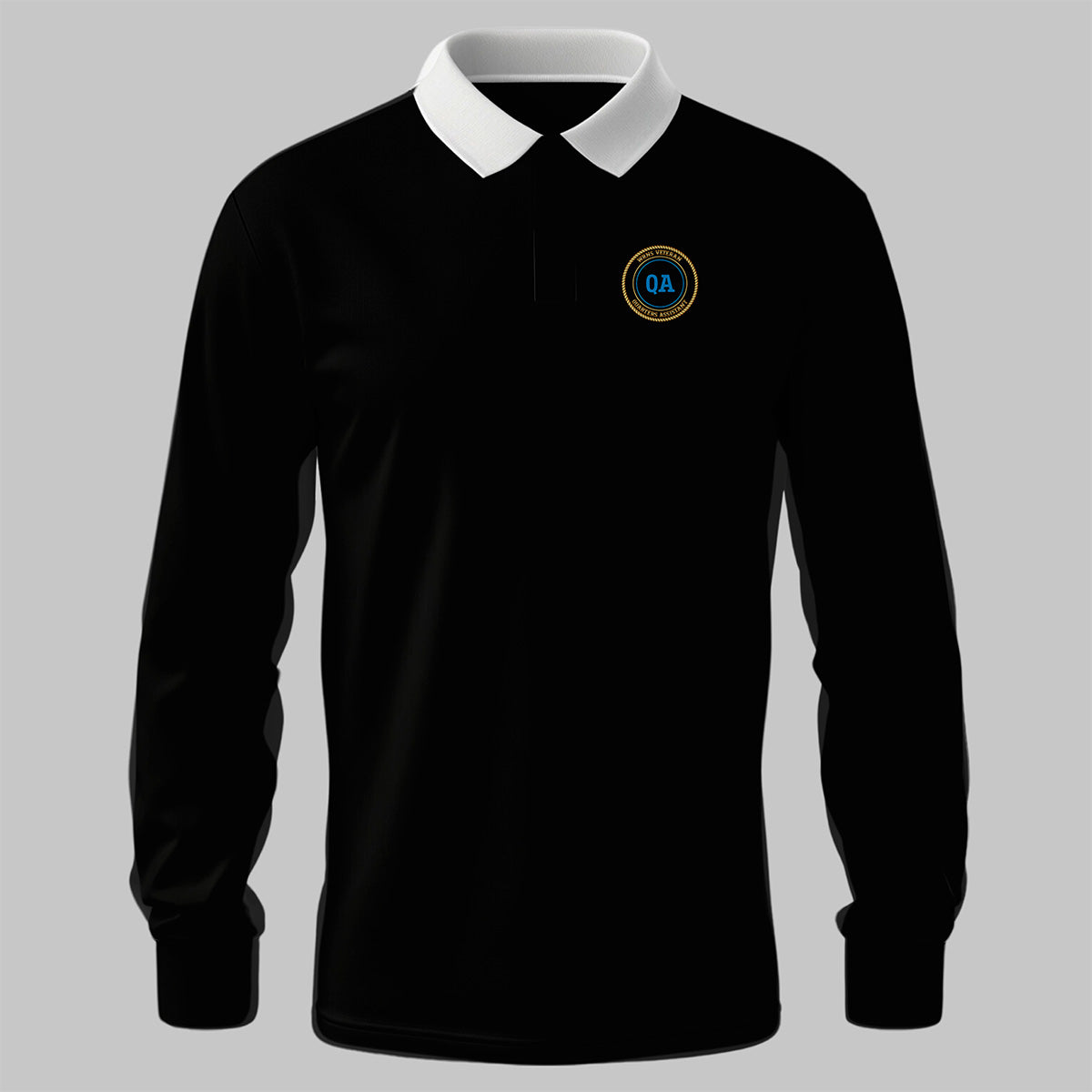 WRNS Quarters Assistant Branch Badge rugby shirt in black — front view