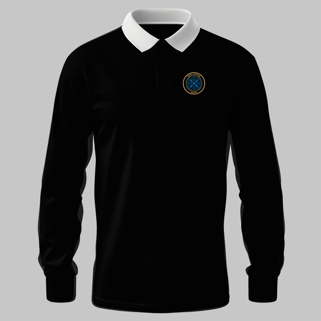 WRNS Radar Branch Badge rugby shirt in black — front view