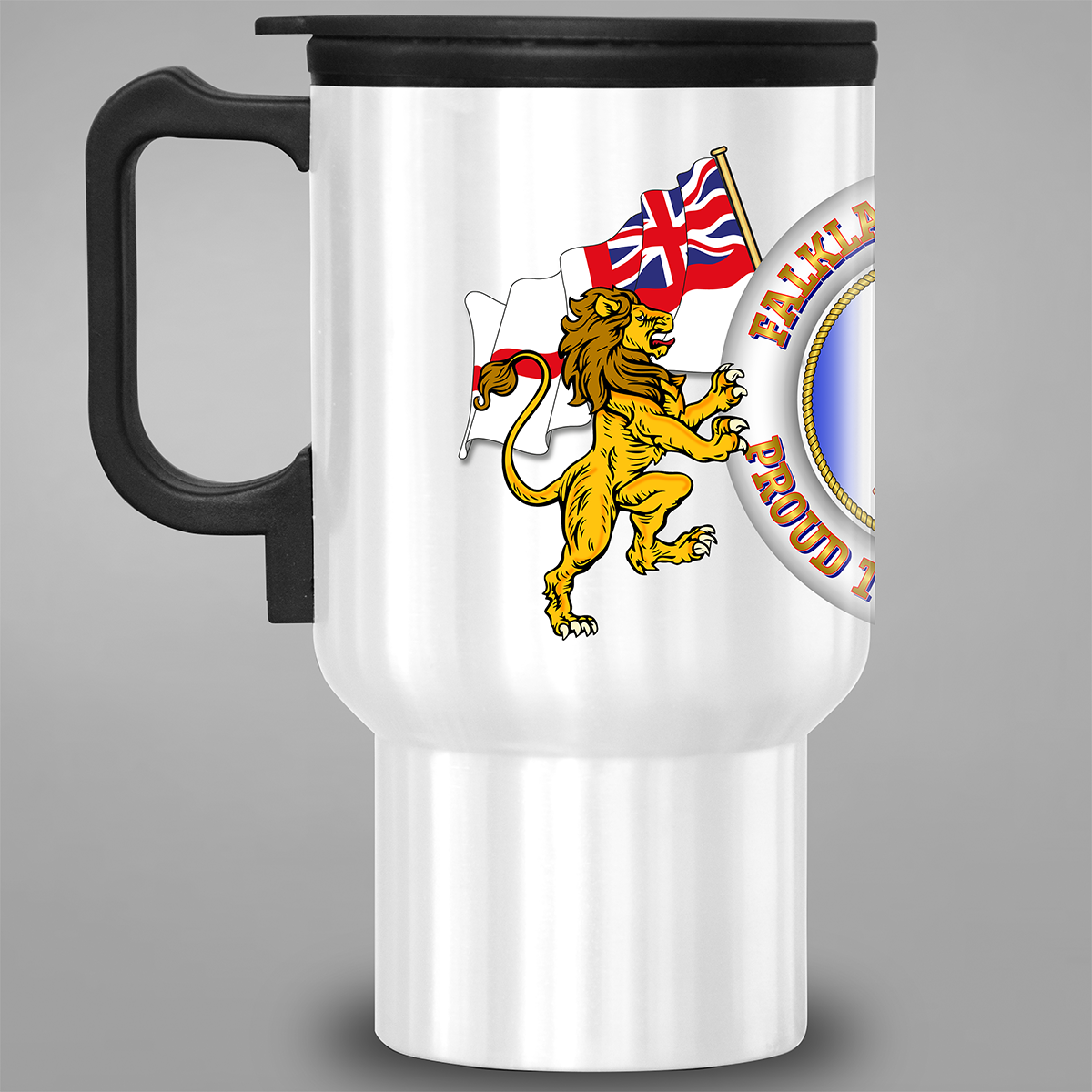 Falklands Veteran Proud to Have Served travel mug – left side