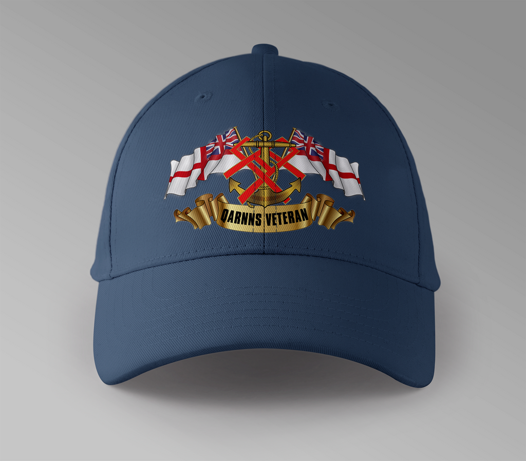 QARNNS Veteran — Navy personalised baseball cap in navy blue — front view