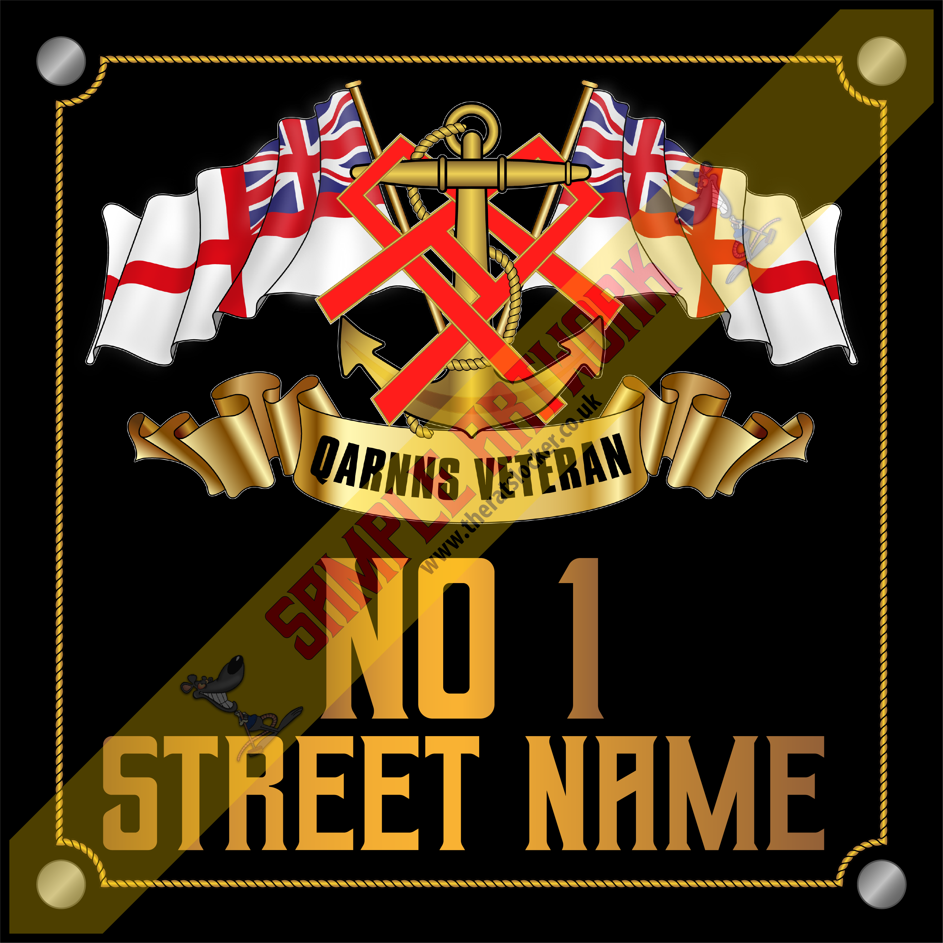 QARNNS Veteran personalised acrylic house sign